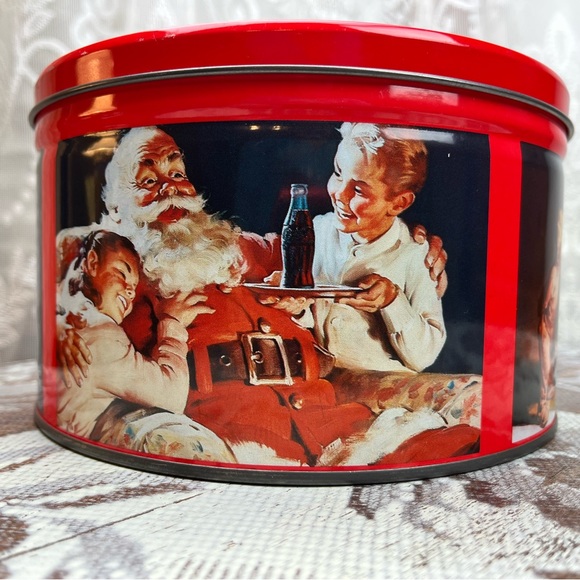 Vintage 90s COCA COLA COKE Christmas Santa Bunte Old Tyme Mix Hard Candy Tin - Picture 4 of 12